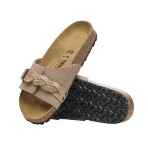 Birkenstock Oita Sandal Braided Taupe Suede Leather Slip On 41 W10 / M8 Narrow